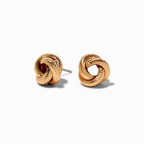 Gold-tone Rope Knot Stud Earrings,
