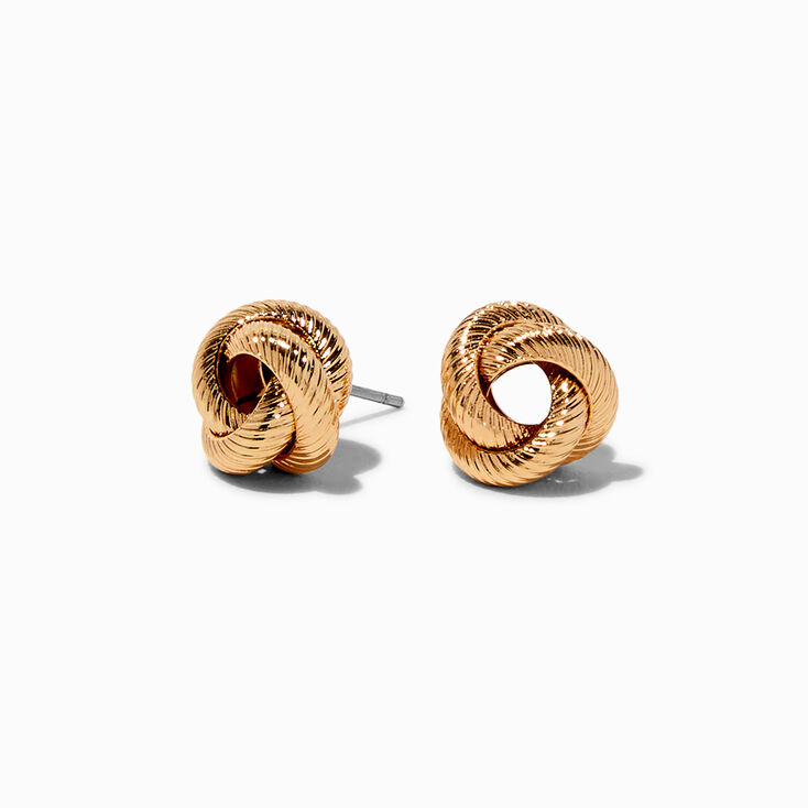 Gold-tone Rope Knot Stud Earrings,