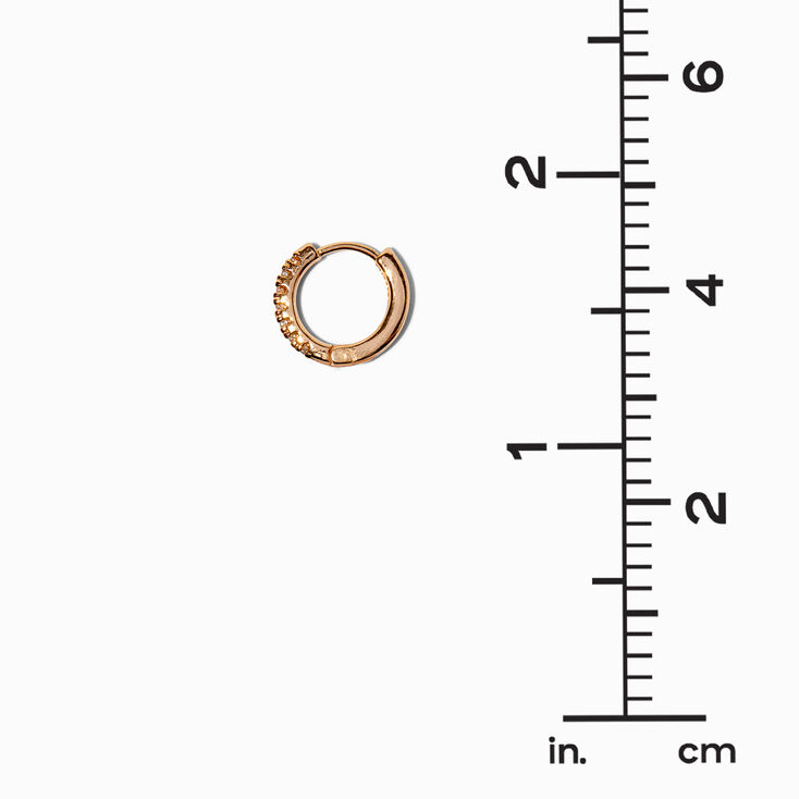 Gold-tone Cubic Zirconia 10mm Stacked Huggie Hoop Earrings,