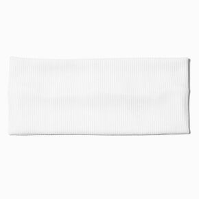 White Flat Ribbed Headwrap,