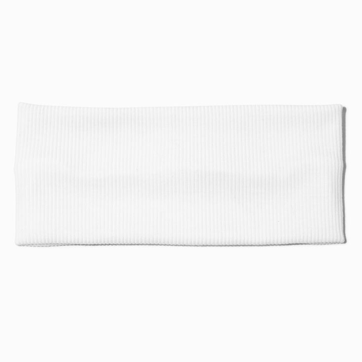 White Flat Ribbed Headwrap,