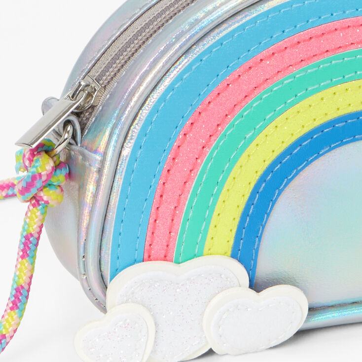 Claire's Club Silver Holographic Rainbow Crossbody Bag