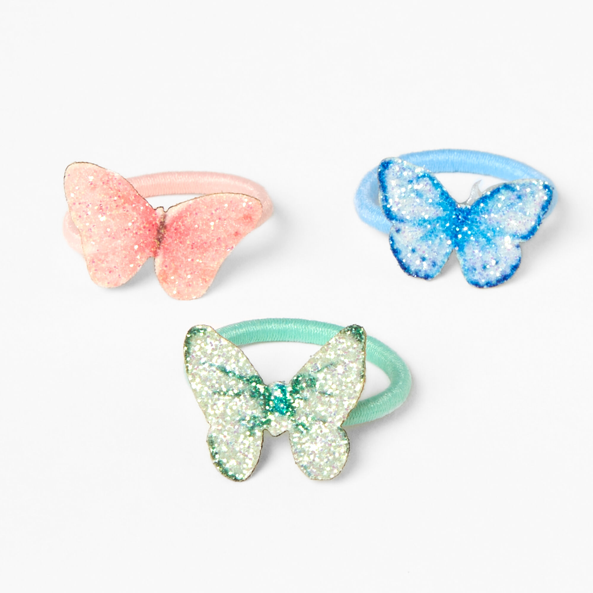 Claire's Club Glitter Butterfly Solid Hair Ties - 30 Pack,