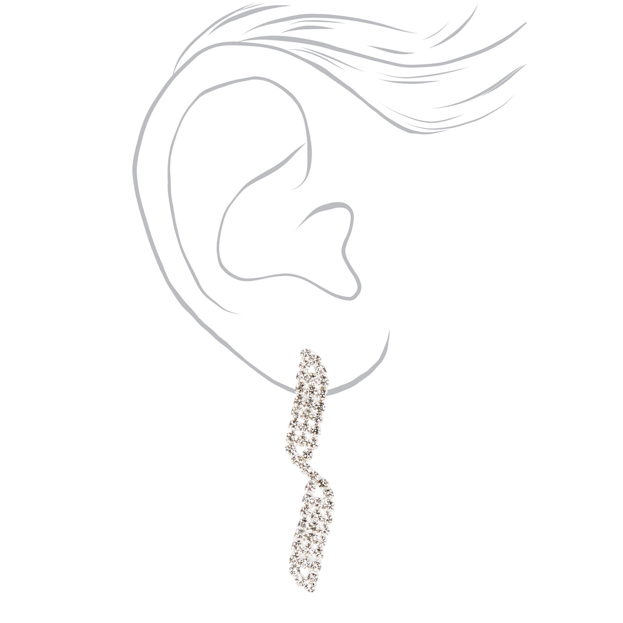 Silver-tone Rhinestone Waves Jewelry Set - 2 Pack,