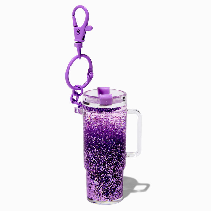 Purple Tumbler Water-Filled Glitter Keychain,