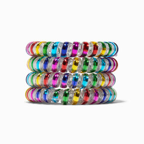 Iridescent Brights Spiral Hair Ties - 4 Pack,
