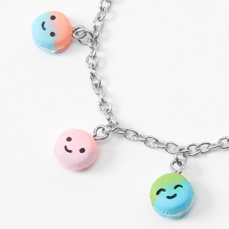 Silver Rainbow Macaron Charm Bracelet,