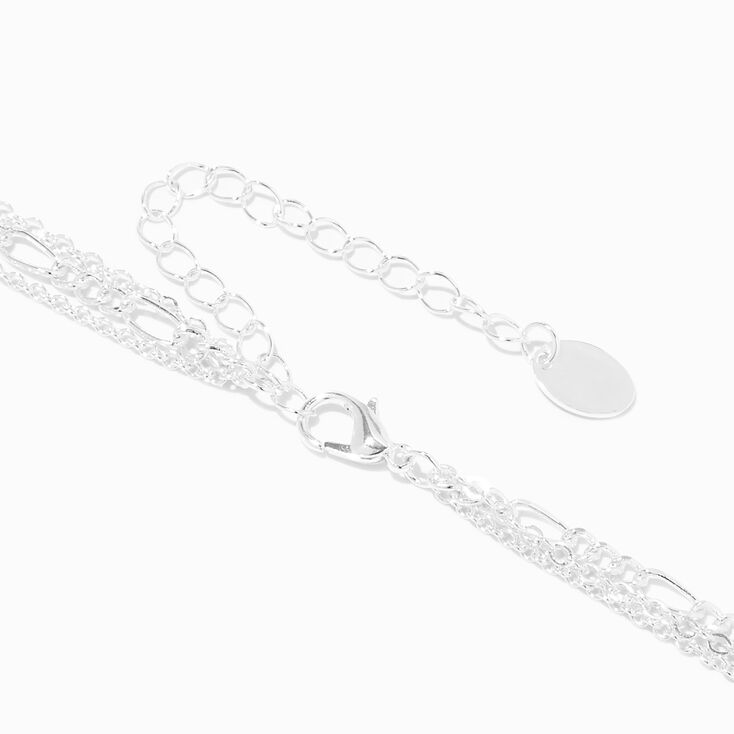 Silver Heart with Angel Wings Multi-Strand Necklace,