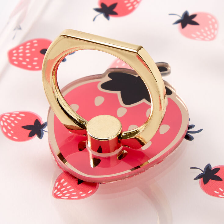 Strawberry Ring Holder Protective Phone Case - Fits iPhone 11,