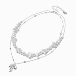 Droopy Bow &amp; Pearl Multi-Strand Necklace,