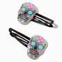 Purple &amp; Pink Sugar Skulls Hair Snap Clips - 2 Pack,