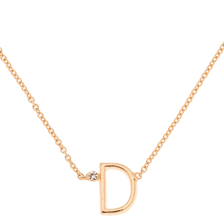 Gold Stone Initial Pendant Necklace - D,