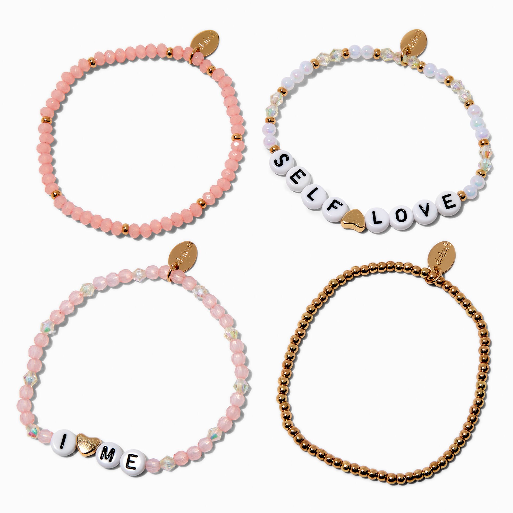 Mental Health Awareness Beaded Stretch Bracelets - 4 Pack ,