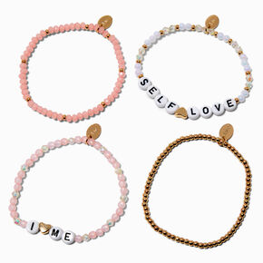 Mental Health Awareness Beaded Stretch Bracelets - 4 Pack ,