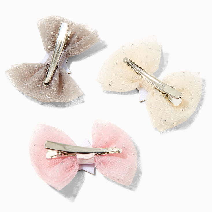 Claire&#39;s Club Tulle Star Hair Bow Clips - 3 Pack,