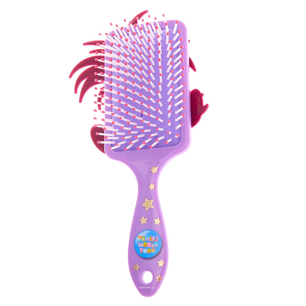 Trolls World Tour Poppy Paddle Hair Brush & Surprise – Purple,