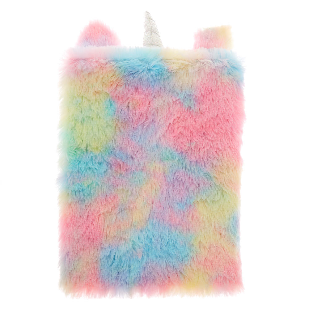 Lot de 2 carnets à croquis en peluche licorne arc-en-ciel,