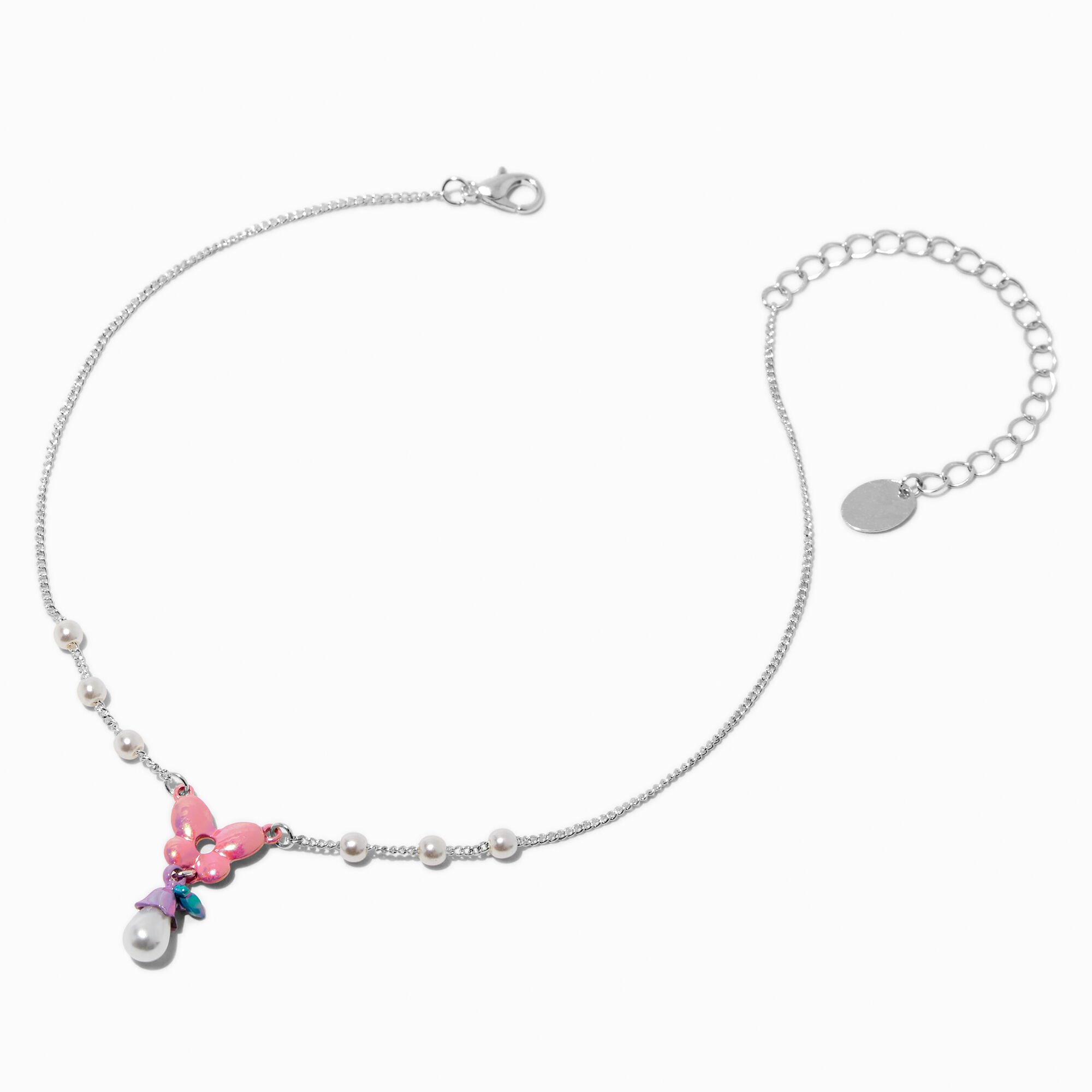Claire's Club Butterfly Pearl Pendant Necklace,