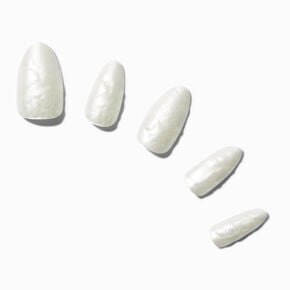 White Glazed Almond Vegan Faux Nail Set - 24 Pack,