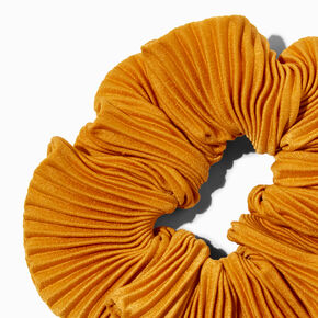 Pleated Mustard Hair Scrunchie,