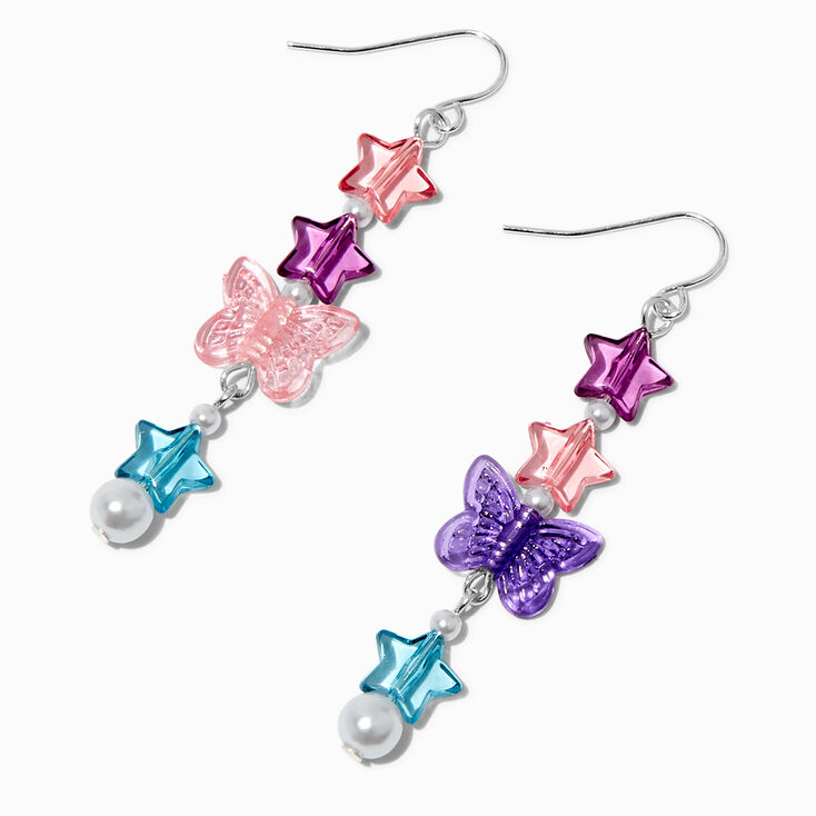 Beaded Butterfly 2&quot; Drop Earrings ,