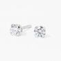 14kt White Gold 3mm Cubic Zirconia Baby Ear Piercing Kit with Ear Care Solution,