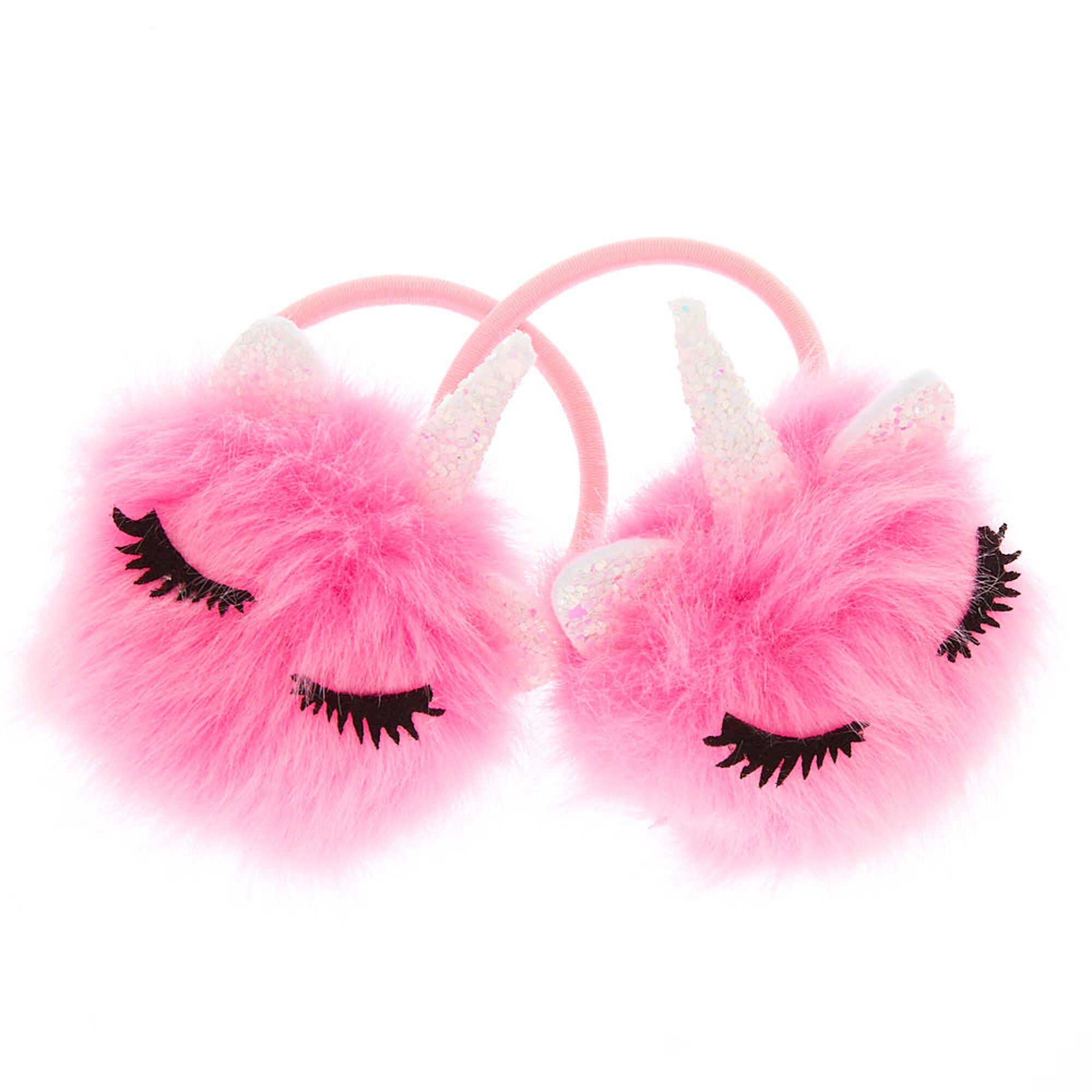 Unicorn Pom Hair Ties Pink 2 Pack Claire S Us