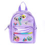 Mini sac &agrave; dos m&eacute;tallis&eacute; couleur lilas avec &eacute;moji,