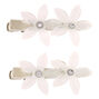 Lot de 2 barrettes florales avec strass et paillettes couleur ivoire,