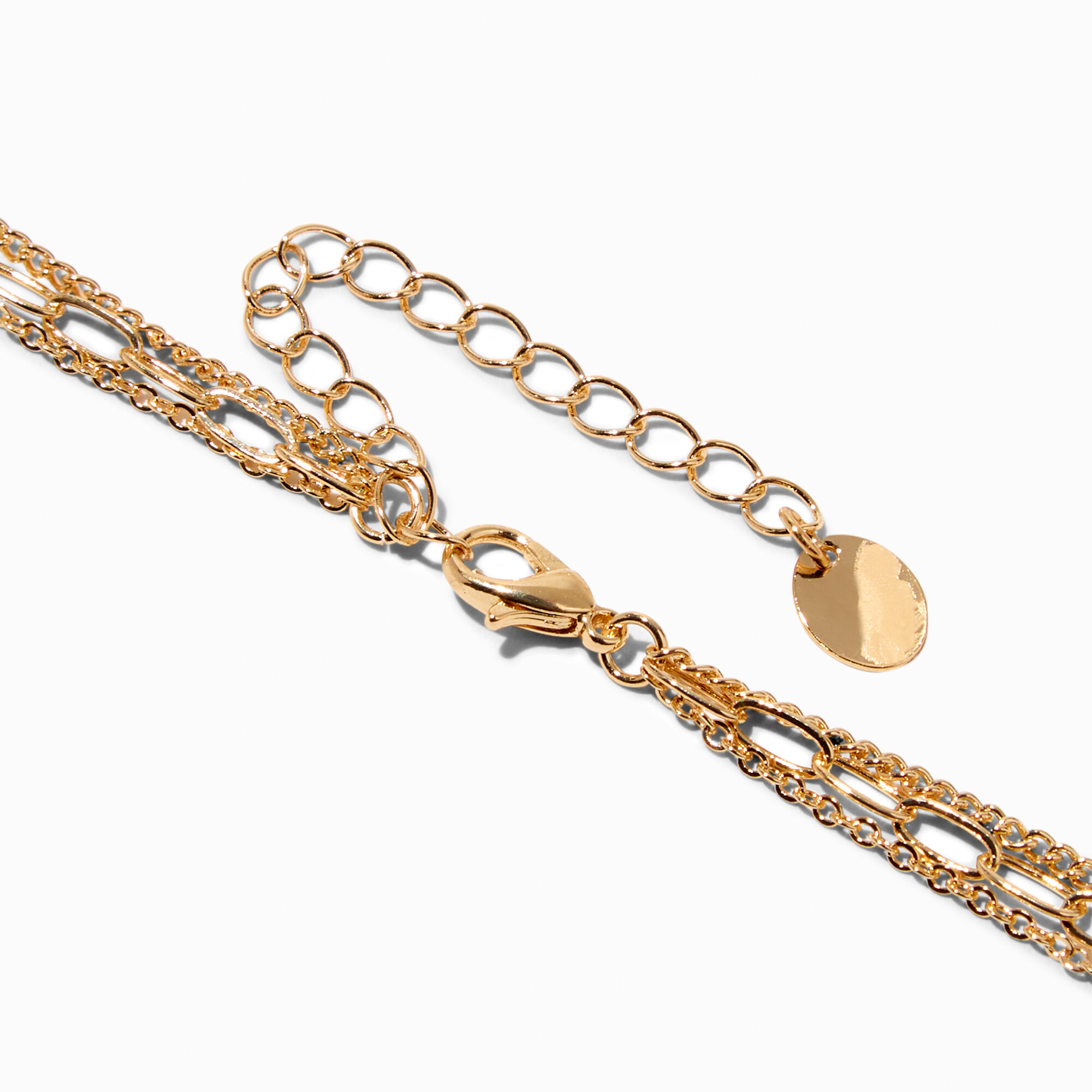 Gold Heart & Pink Butterfly Pendant Multi-Strand Necklace,