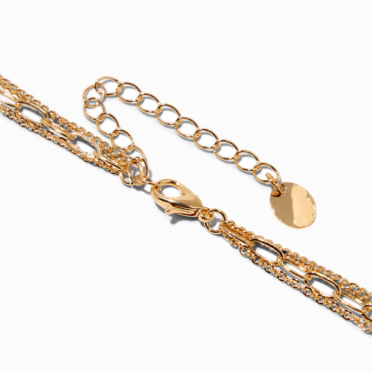 Gold Heart &amp; Pink Butterfly Pendant Multi-Strand Necklace,