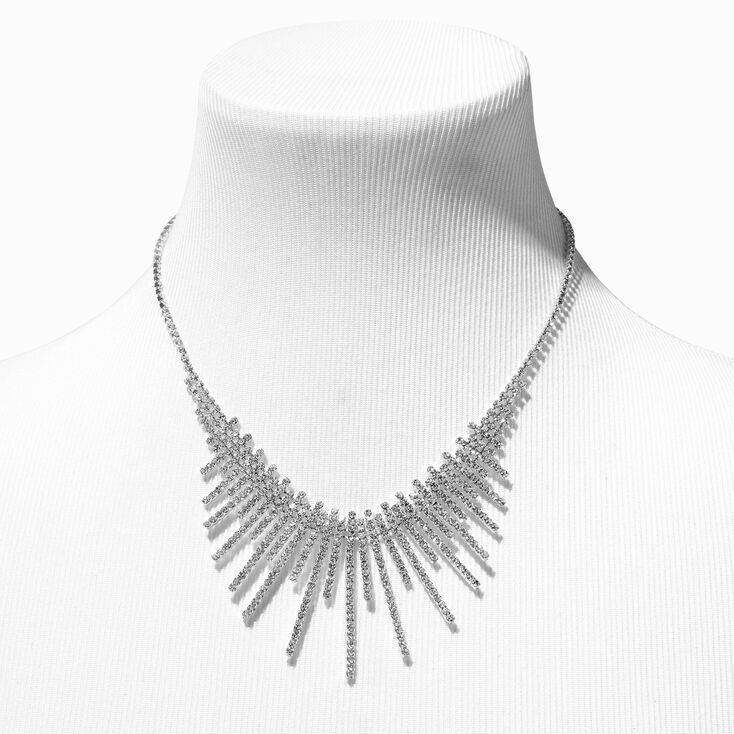 Silver Rhinestones Tassel Long Chain Earrings, Silver / One Size