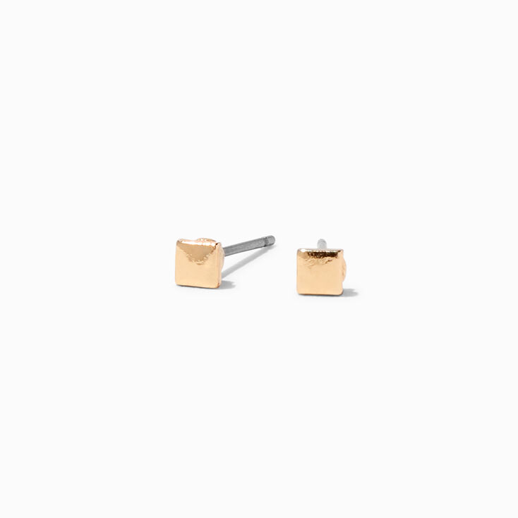Gold Square Stud Earrings,