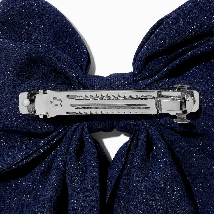 Navy Blue Long Tail Hair Bow Clip,