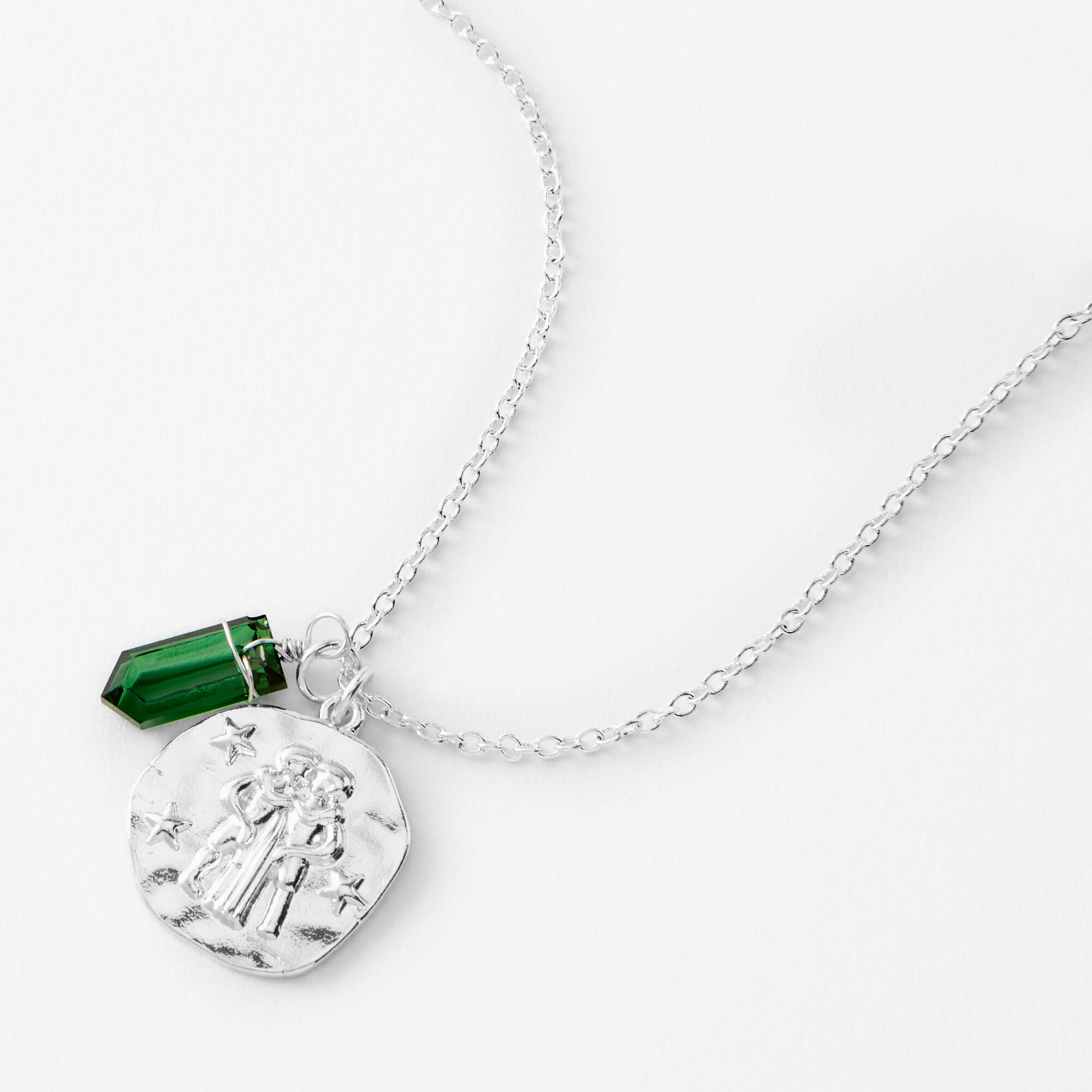 Silver Zodiac Mystical Gem 16" Pendant Necklace - Gemini,