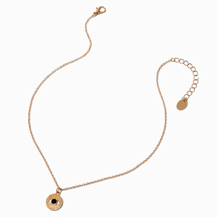Gold-tone Mini Evil Eye Pendant Necklace,