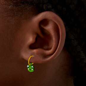 Rainbow, Strawberry, &amp; Frog Enameled Hoop Earrings - 3 Pack,