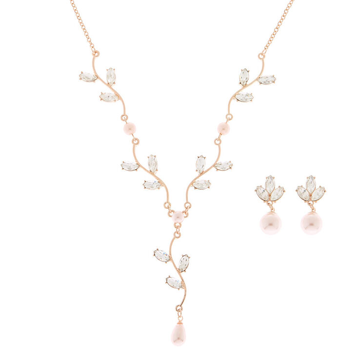 Claire's Parure de bijoux vigne avec strass et perles d'imitation, lot de 2 articles