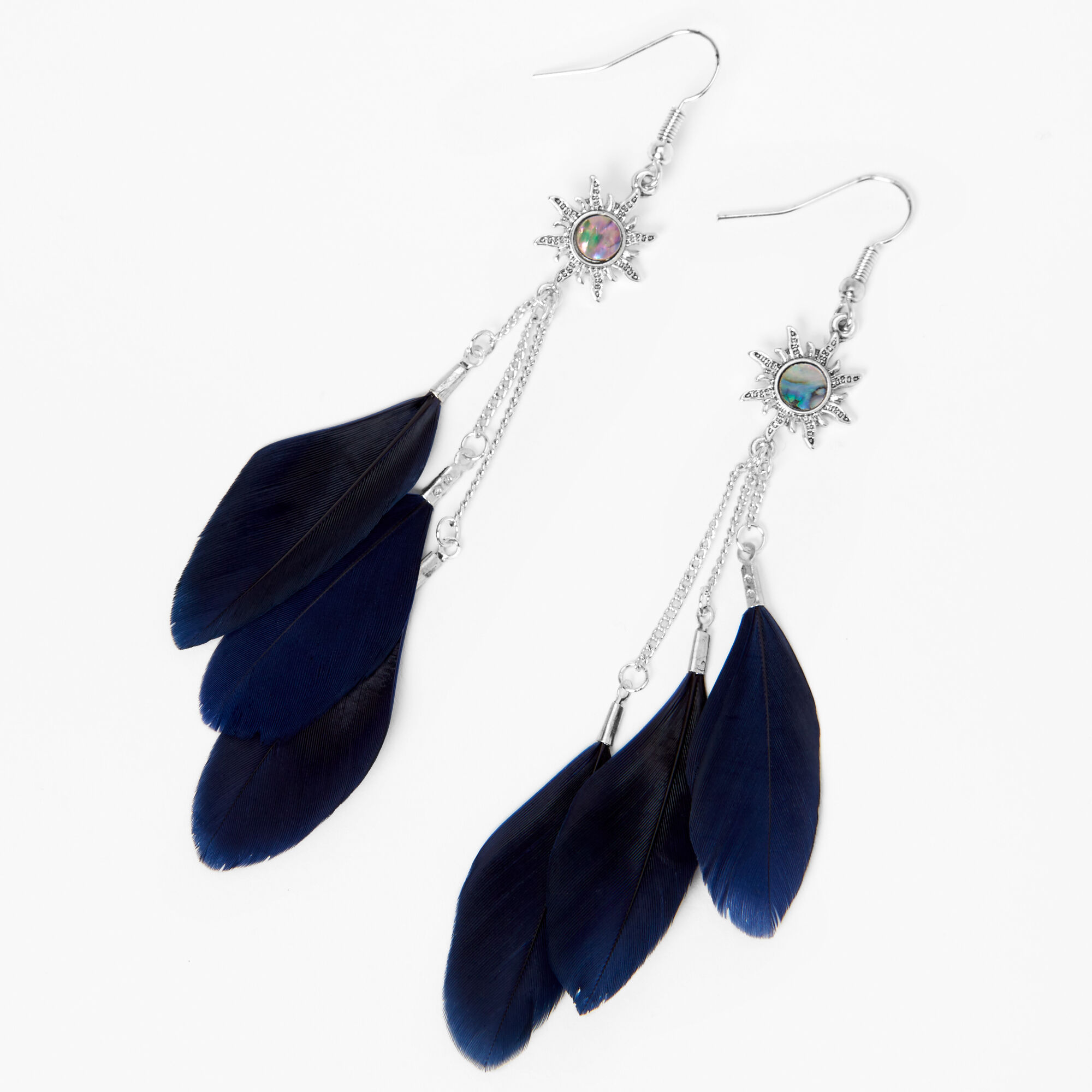 Navy blue best sale feather earrings