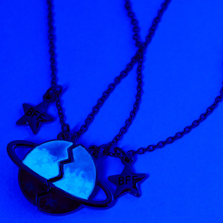 Best Friends Glow In The Dark Outer Space Split Pendant Necklaces - 2 Pack,