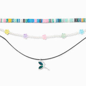 Collier multi-rangs f&eacute;es d&rsquo;humeur couleur argent&eacute;e,