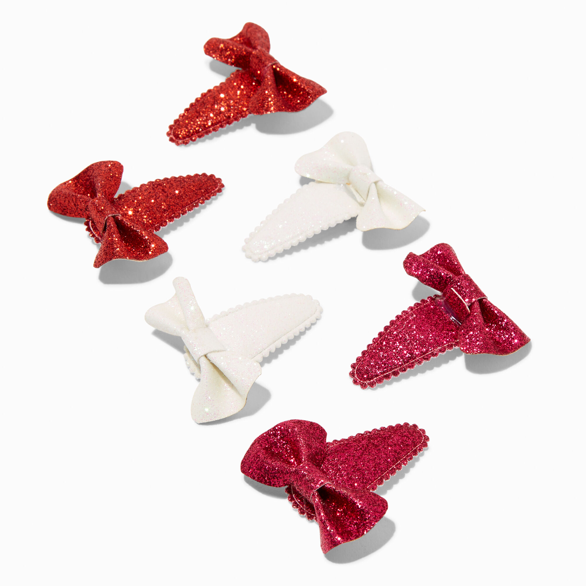 Claire's Club Holiday Bow Snap Hair Clips - 6 Pack,