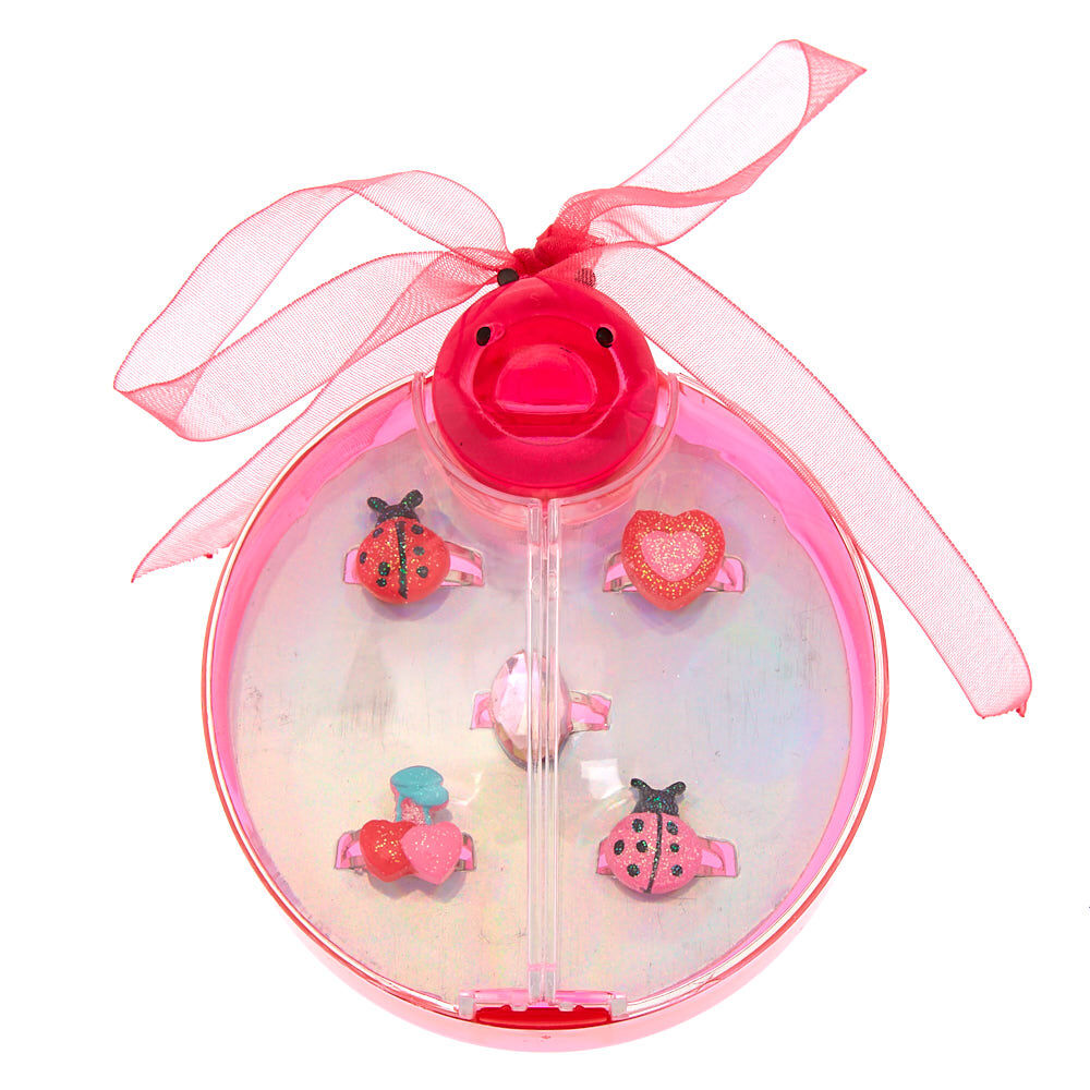 Claire's Club Spring Charm Ladybug Box Rings - 5 Pack,