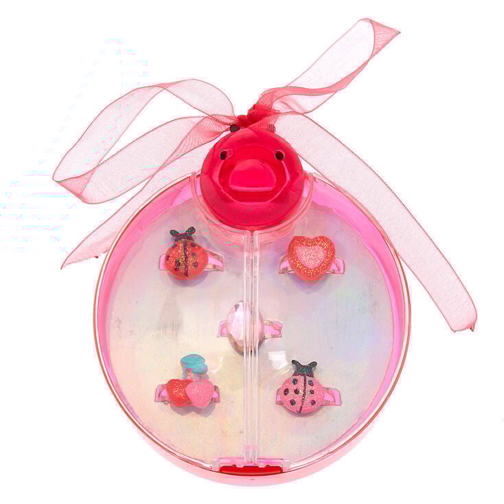 Claire&#39;s Club Spring Charm Ladybug Box Rings - 5 Pack,