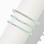 Light Blue Beaded Stretch Bracelets - 3 Pack,