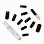 Black Blind Long Square Vegan Faux Nail Set - 24 Pack,