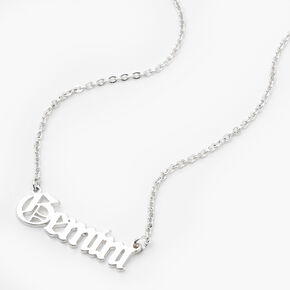 Silver-tone Gothic Zodiac Pendant Necklace - Gemini,
