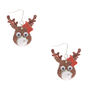 Novelty Reindeer Drop Earrings- Brown,