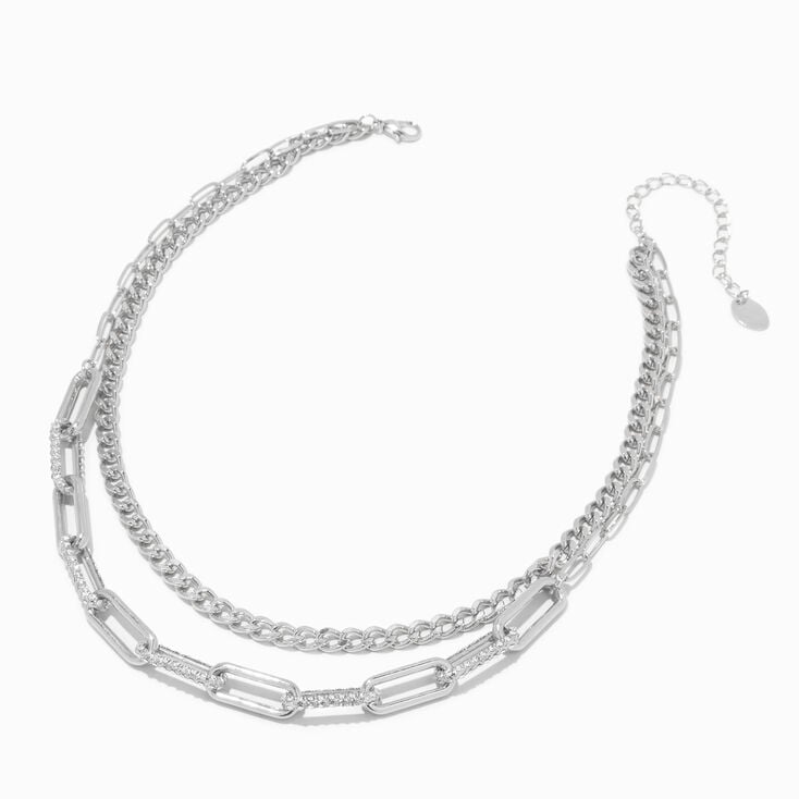 Silver-tone Cable Link Multi-Strand Necklace,