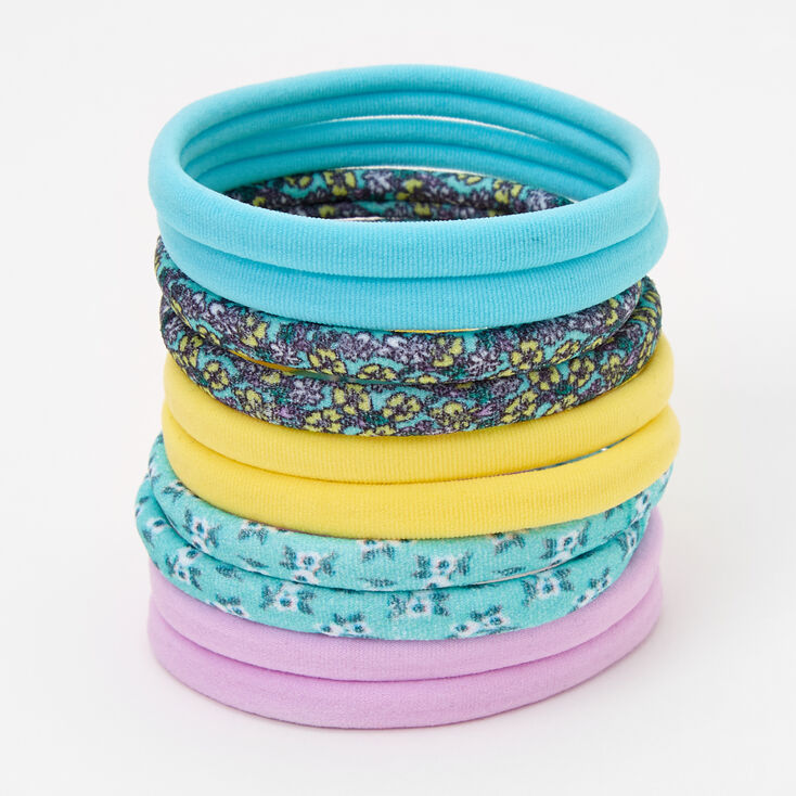 Claire's Élastiques roulés imprimé floral et tons pastel - Lot de 10